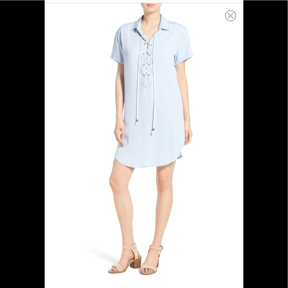 RAILS 'Rocky' Lace-Up Chambray Shift Dress Size: S